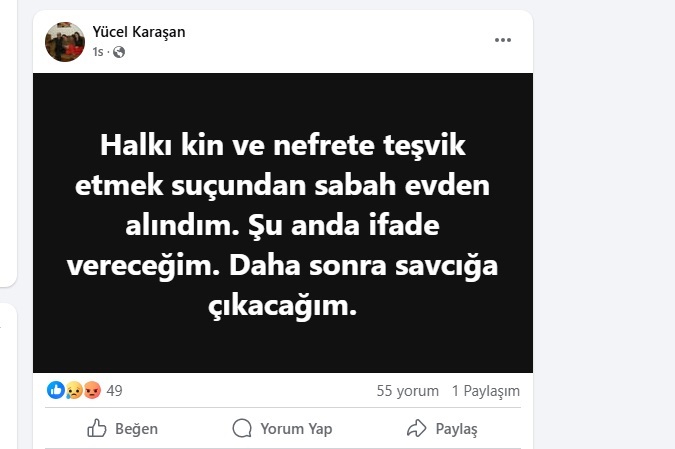 Gözaltına alınan Yücel Karaşan mahkeme tarafından serbest bırakıldı