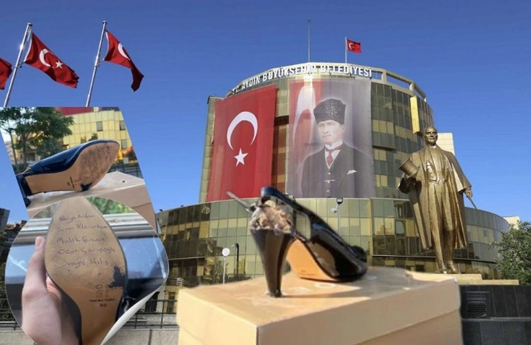 Aydın Büyükşehir Belediye önünde 'kırık topuklu' protesto!