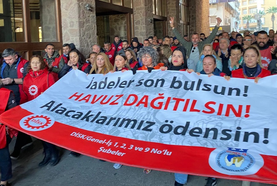 İZENERJİ, İZELMAN, İZTEK, İZFAŞ ve Egeşehir çalışanlarının eylemlerinde dördüncü gün