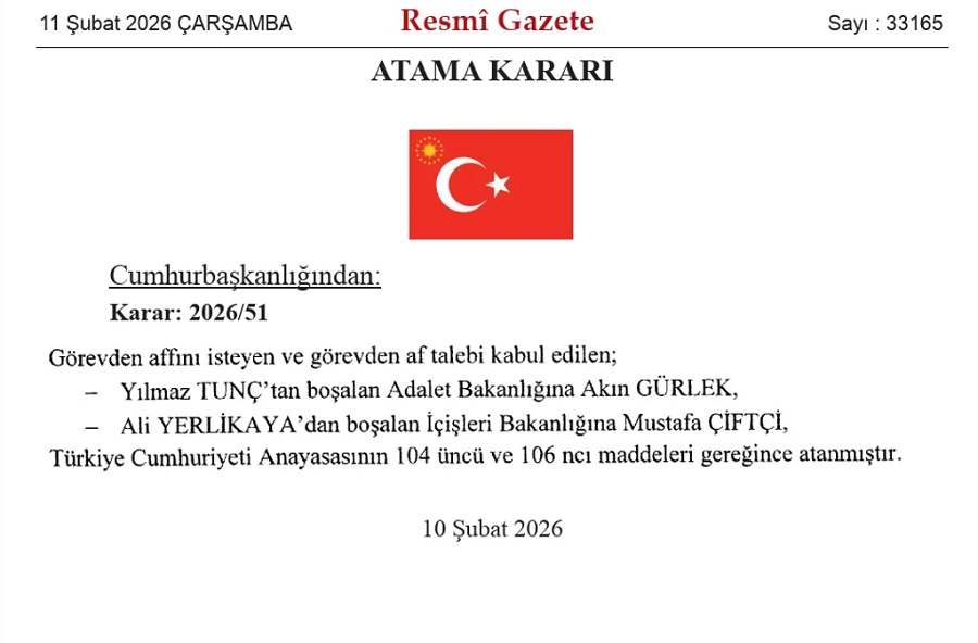 Akın Gürlek Adalet Bakanı, Mustafa Çiftçi İçişleri Bakanı oldu